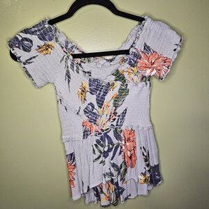 Patrons of Peace Floral Ruffle Blouse - Multicolor